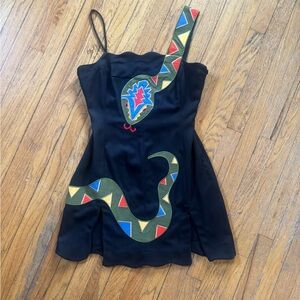 Fashion Brand Company Black Dress with Colorful Snake Design